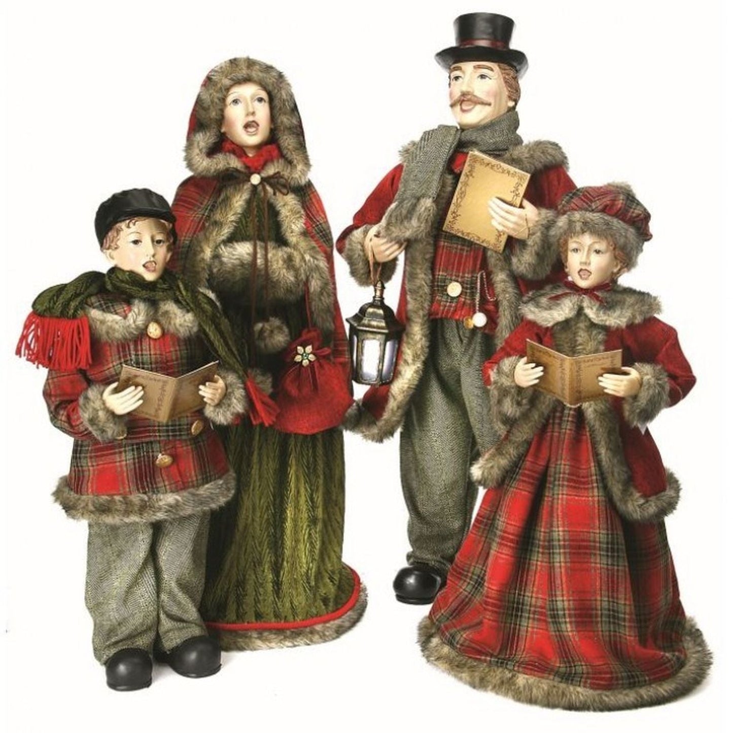 Regency International Velvet Plaid Carolers 24-36", Set Of 4