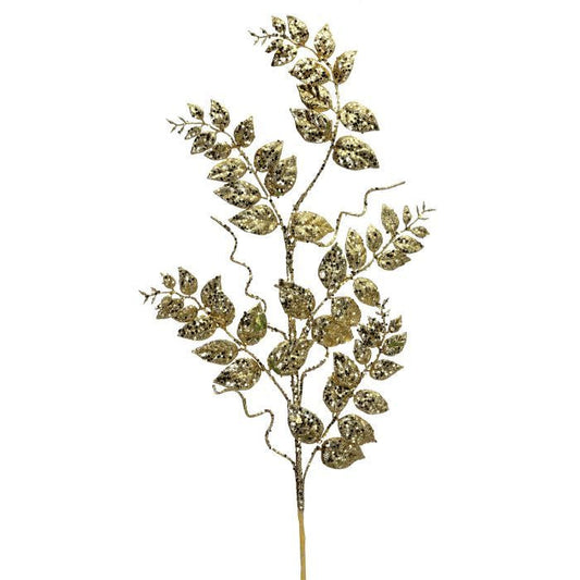 35" GOLD GLITTER/MICA LATER FERN SPRAY