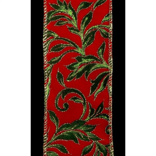 Regency International Printed Leaf Vine On Velvet Ribbon