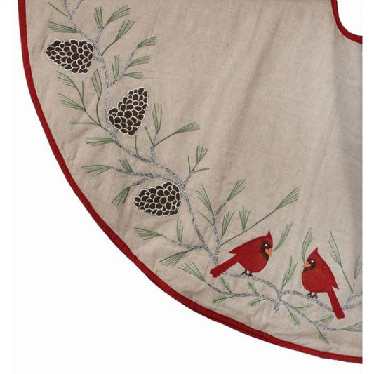 Regency International 54" Embroidered Cardinals On Pine Branch Tree Skirt