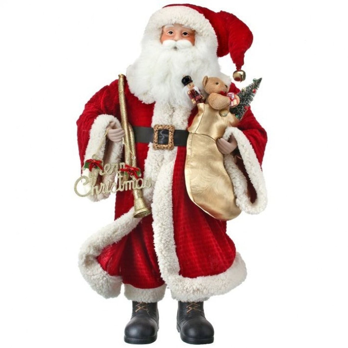 Regency International 36" Velvet/Fur "Merry Christmas" Santa With Stocking