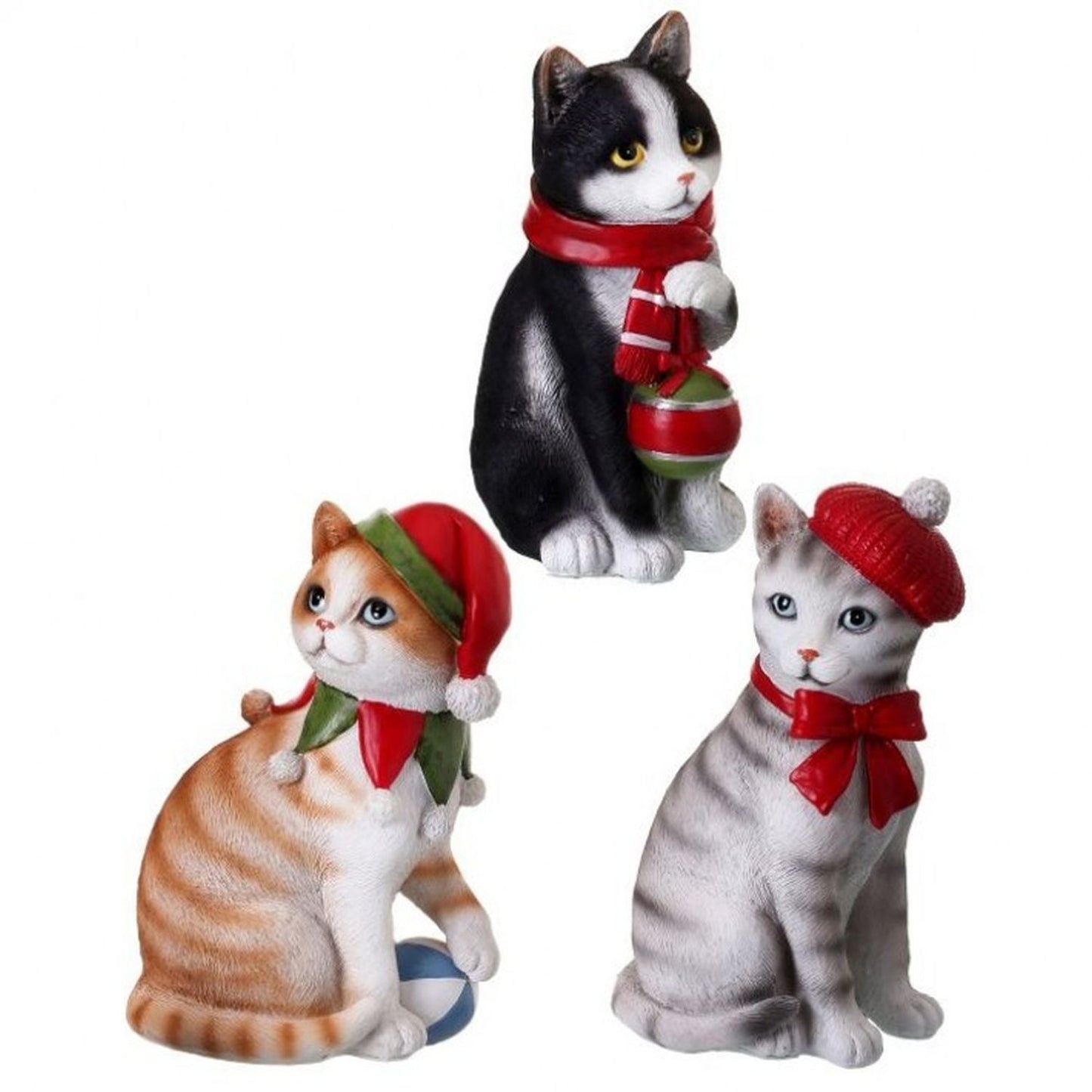 Regency International 7" Resin Christmas Cat, Set Of 3, Assortment