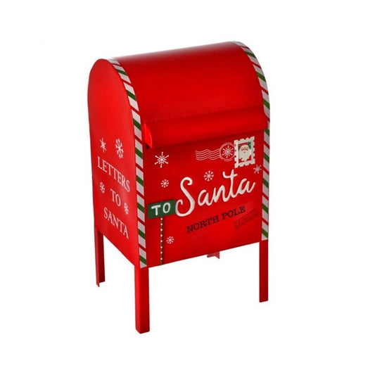 Christmas Carousel Collection Santa's Public Mailbox, 21 inches, Red White, Metal