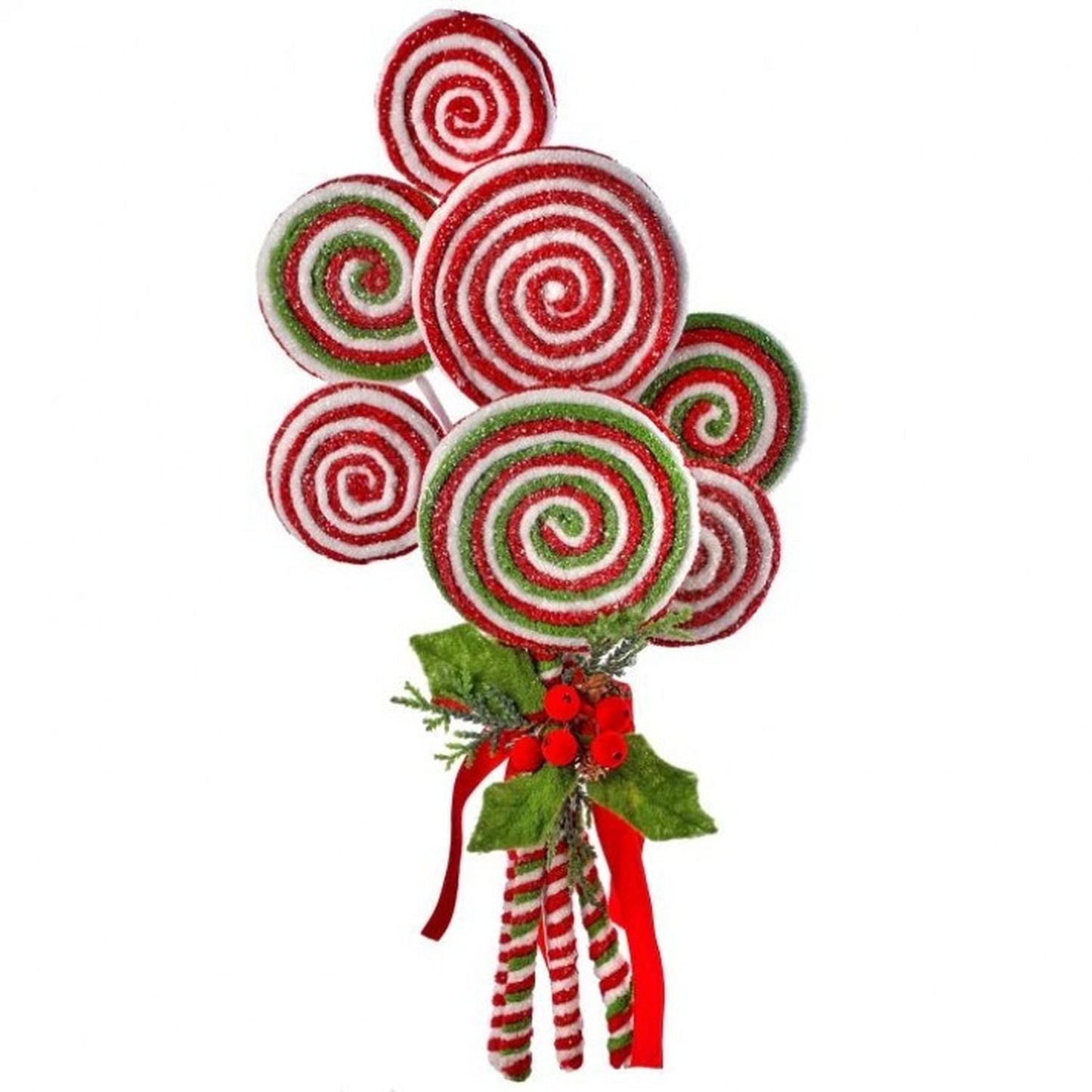 Christmas Carousel Collection 20" Frosted Lollipop Bundle with Holly