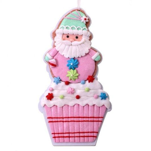 Regency International 12" Clay Dough Santa Cupcake Ornament.