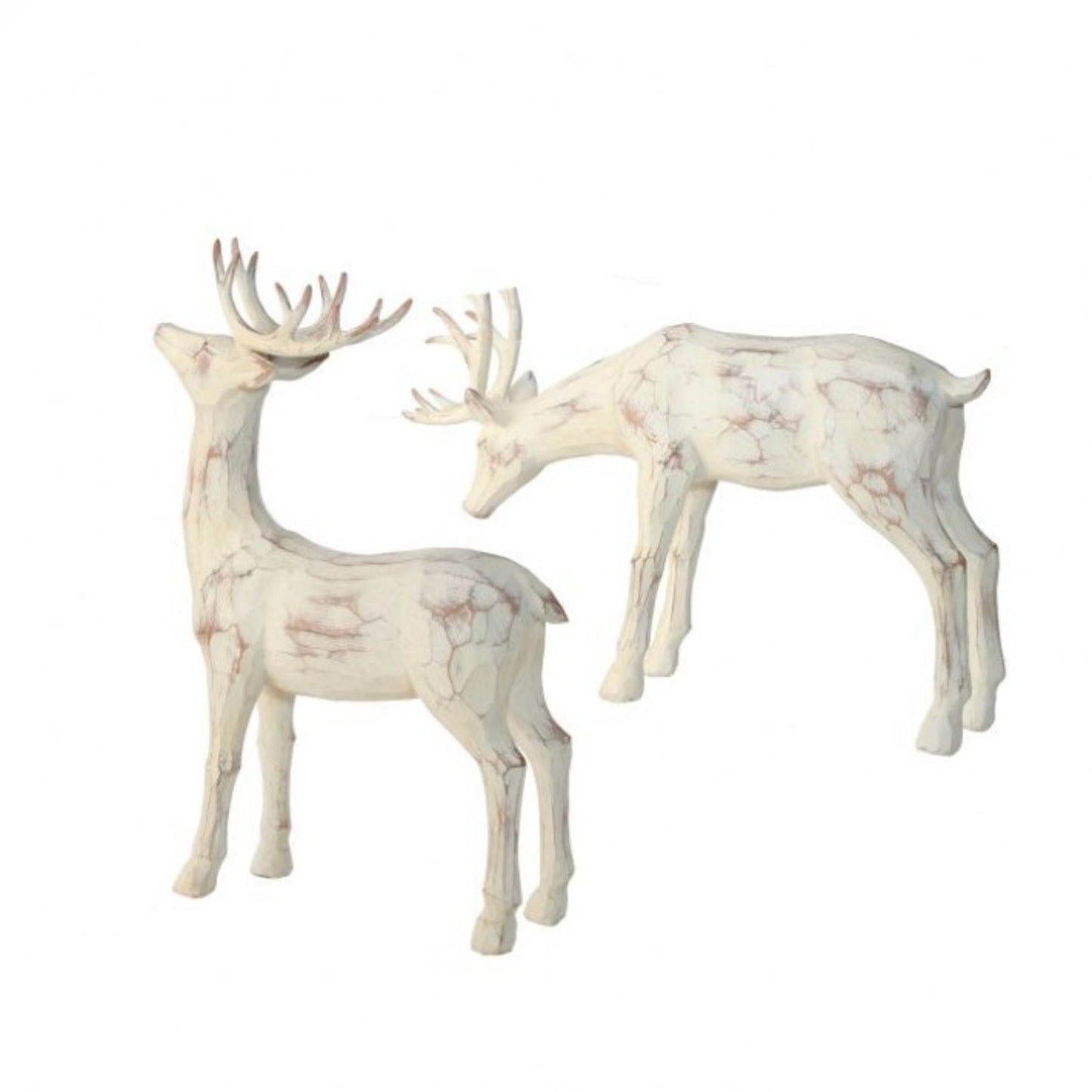 Regency International 12-14" Resin Carved Deer, Set Of 2 Assortment