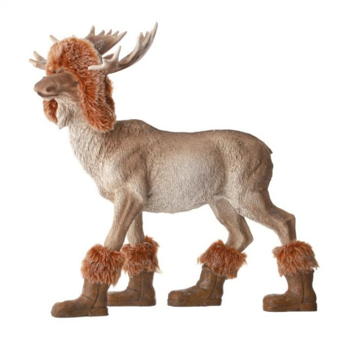 Regency International 13" Resin Forest Moose With Fur Hat And Boots