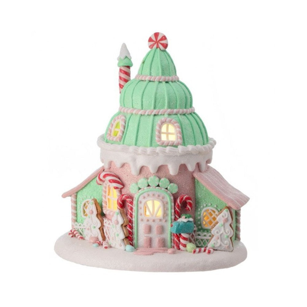 Santa's Sweet Shoppe Collection Ice Cream Cone House Figurine, 10 inches, Multi-Color