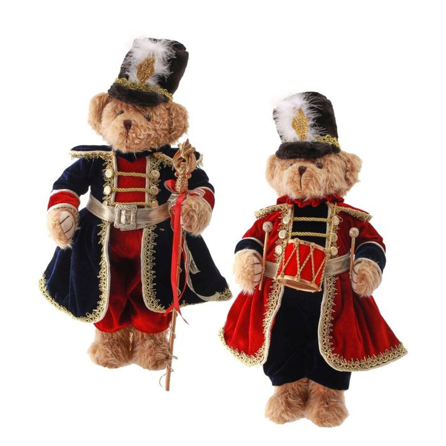 ROYAL COURT 23" Fabric Bear Nutcracker with Drum/Staff, Set of 2