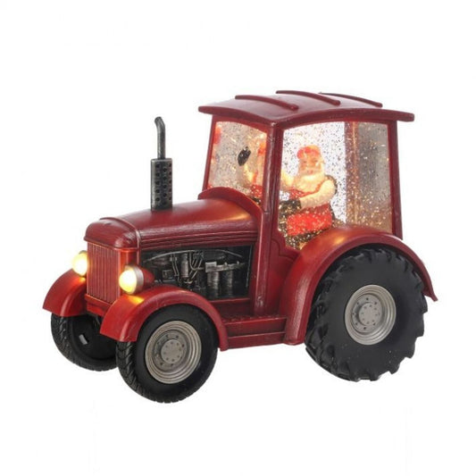 Regency International 9" Led/Battery/Timer Red Santa Tractor Water Globe Usb