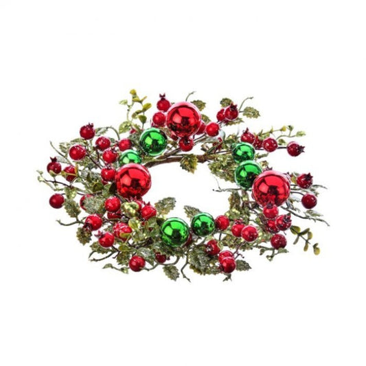 Regency International 12" Waterproof Glitter Berry VP Ball Smilax Candle Ring.