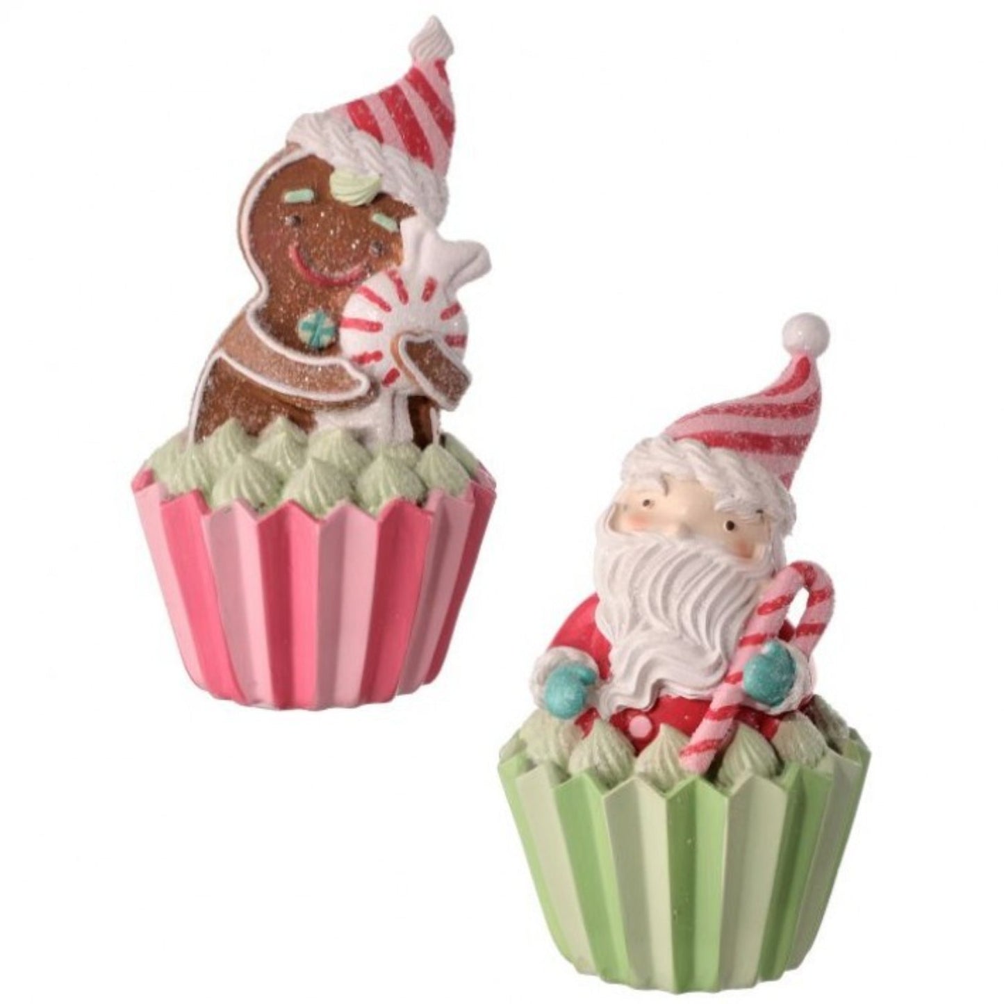 Regency International 5.5" Resin Gingerbread Cupcake, Set Of 2 Assortment.