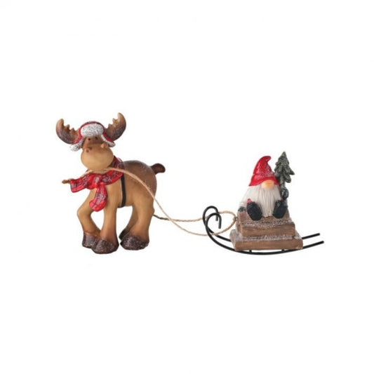 Regency International 8" Resin Deer Pulling Gnome On Sled.