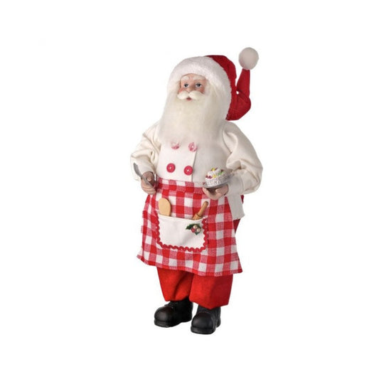 Regency International Chef Santa with Check Apron Figurine, 18 inches, Red White