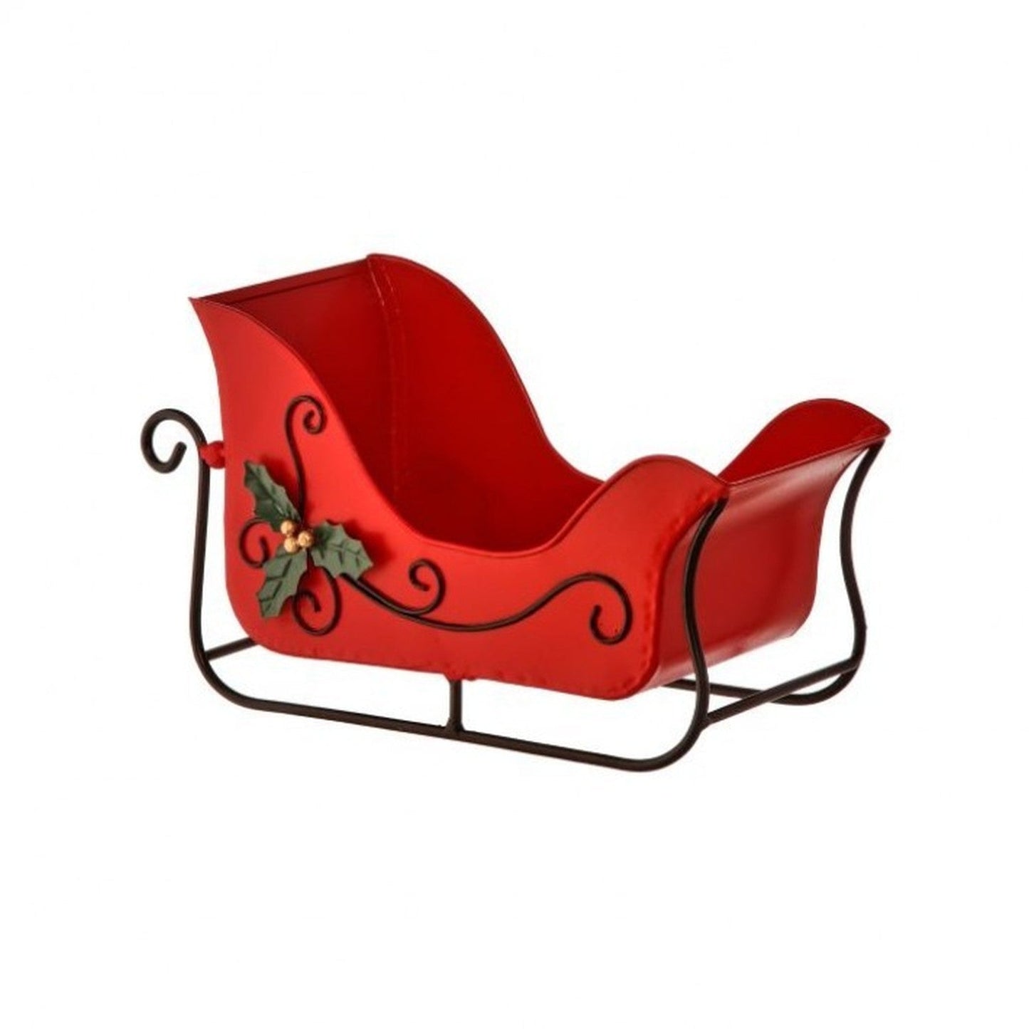 Regency International 9.5"L Metal Container Sleigh With Holly.