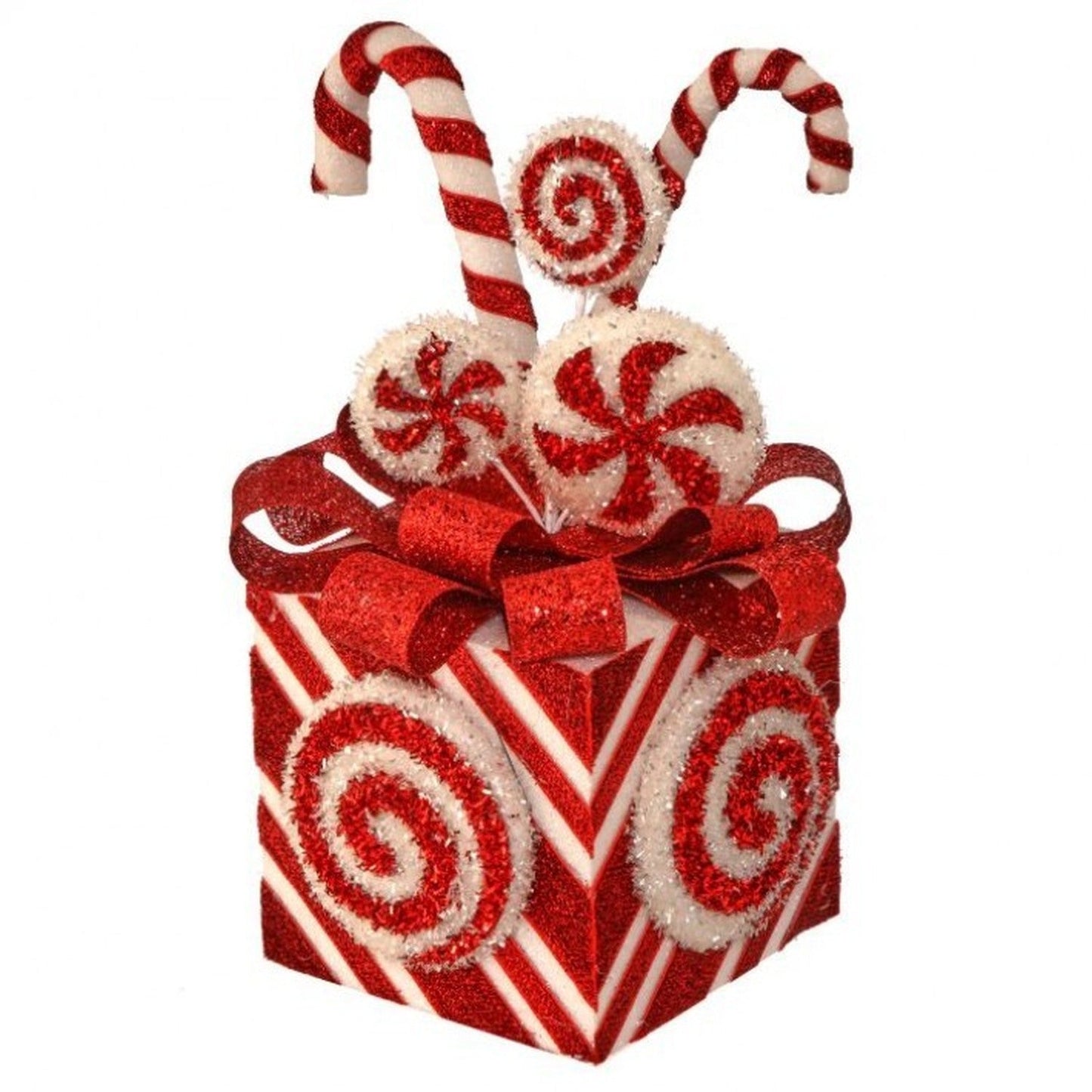 Christmas Carousel Collection 10.5" Sparkle Gift Box Full Of Peppermints