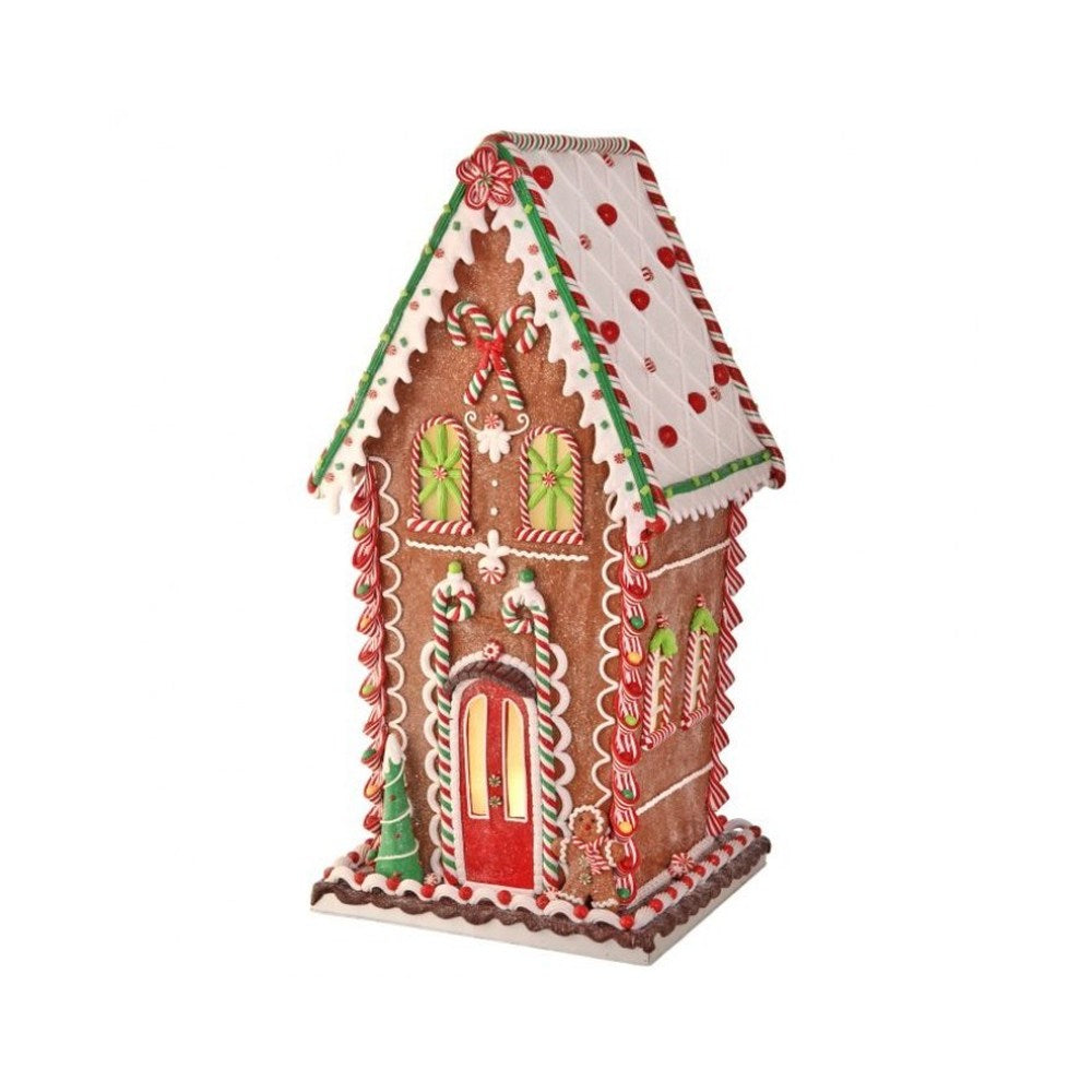 Christmas Carousel Collection Gingerbread House Figurine, 25 inches, Red Green White