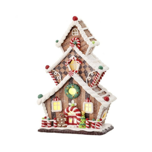 Christmas Carousel Collection Cookie Stack House Figurine, 13 inches, Red Green White