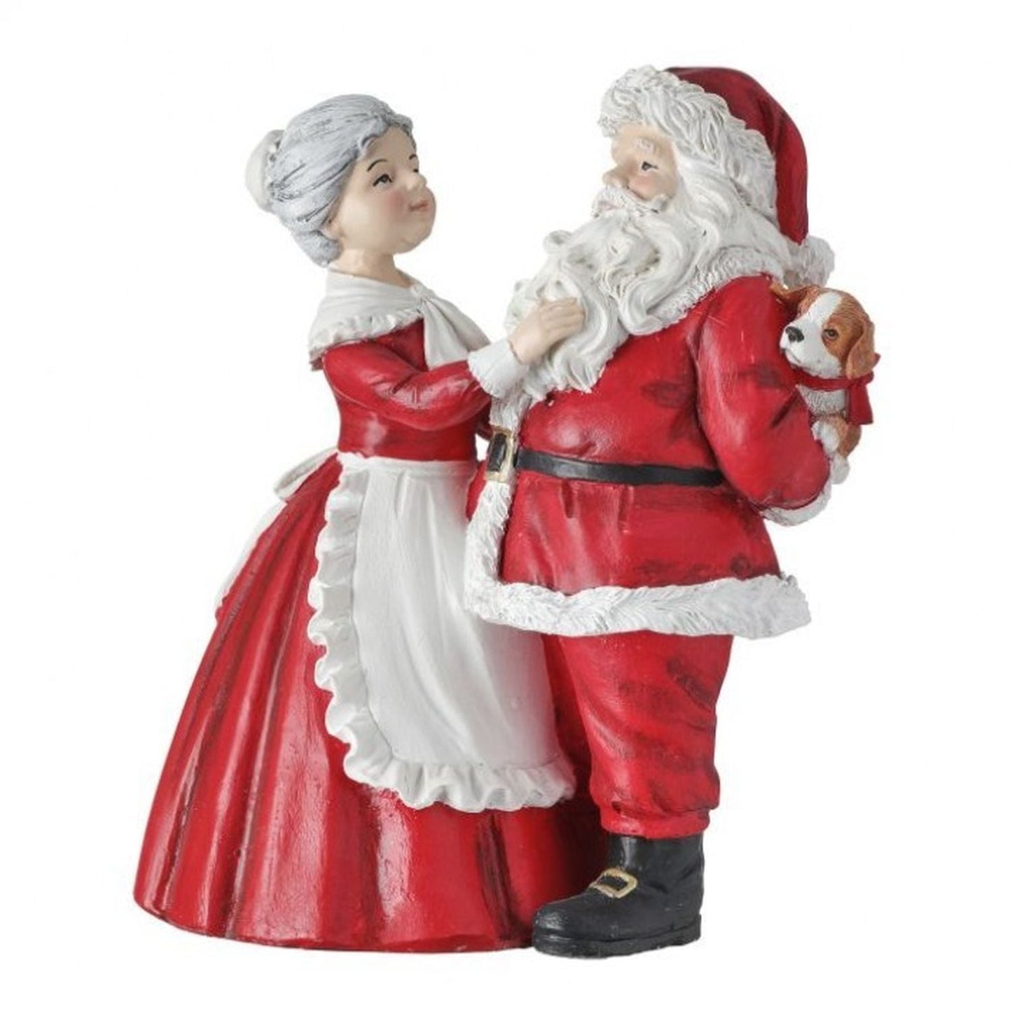 Regency International 8" Resin Santa Hiding Puppy Mrs Claus