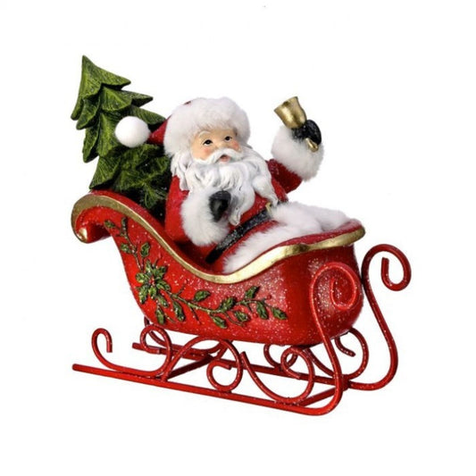 Regency International 10"Resin Santa In Sleigh Ringing Bell.