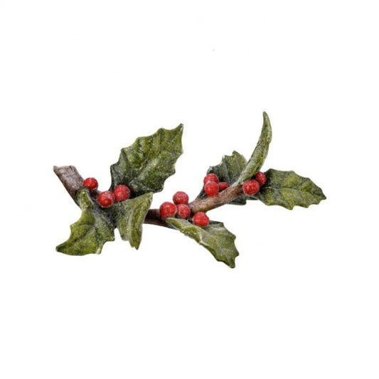 Regency International 9.3"Resin Frosted Holly Branch.