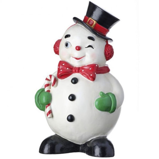 Regency International 12"Resin Standing Winking Jolly Snowman