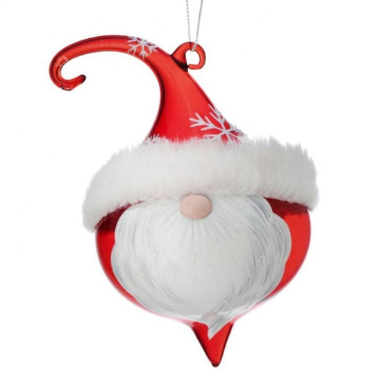 Regency International 5"Glass/Fur Fat Santa Gnome Ornament