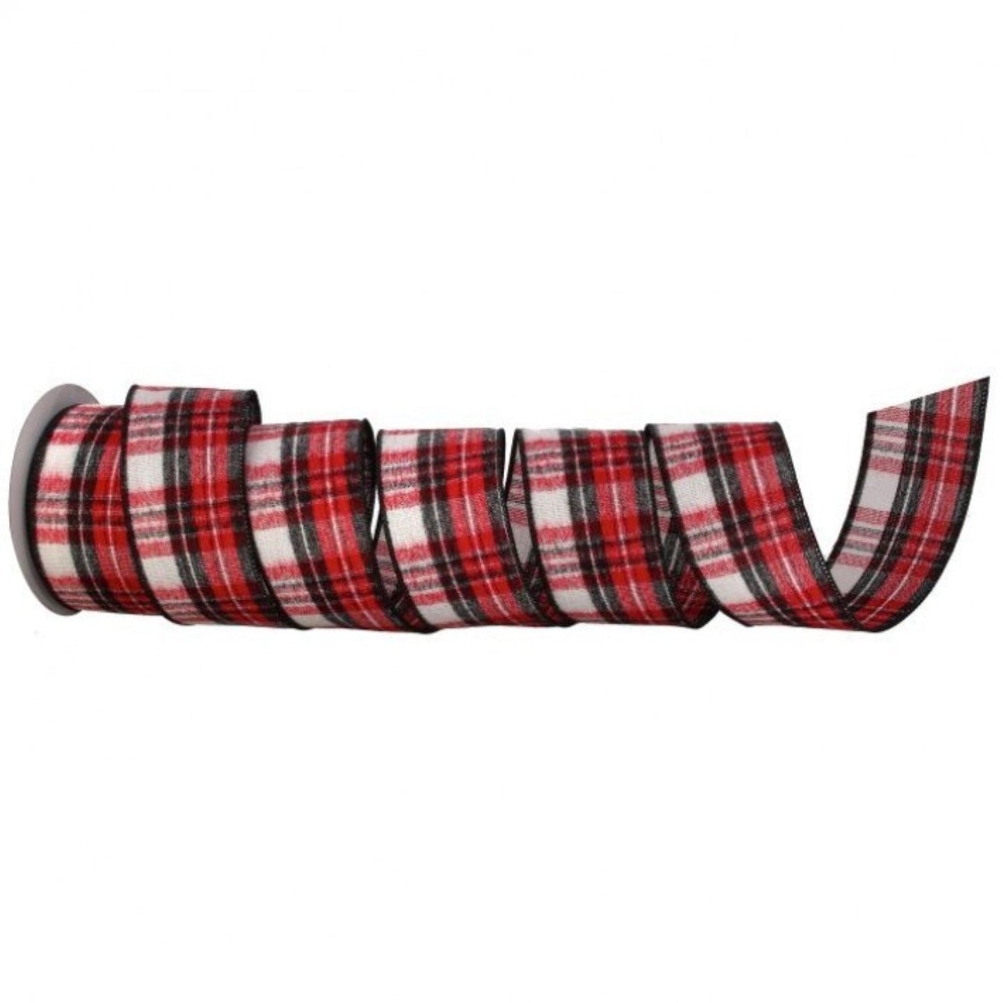 Regency International 2.5"X10Y Red/White/Black Plaid Ribbon.