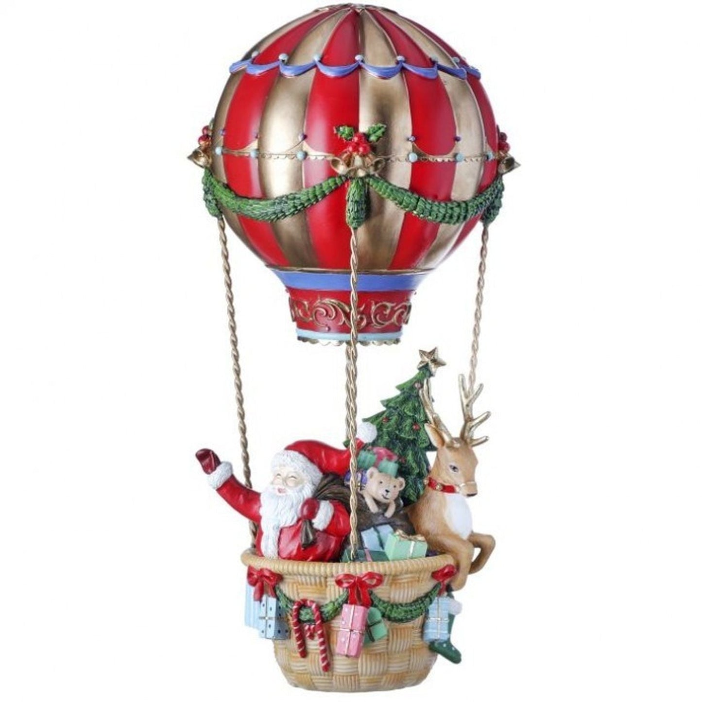 Christmas Carousel Collection 17" Resin Hot Air Balloon with Santa