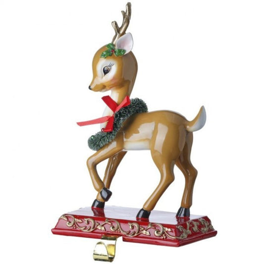 Regency International 11.5"Resin Deer With Wreath Stocking Holder