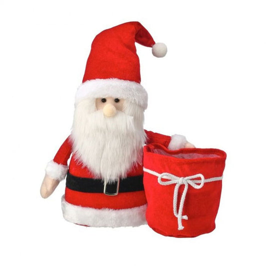 Christmas Carousel Collection 18" Velvet Santa with Pot Holder