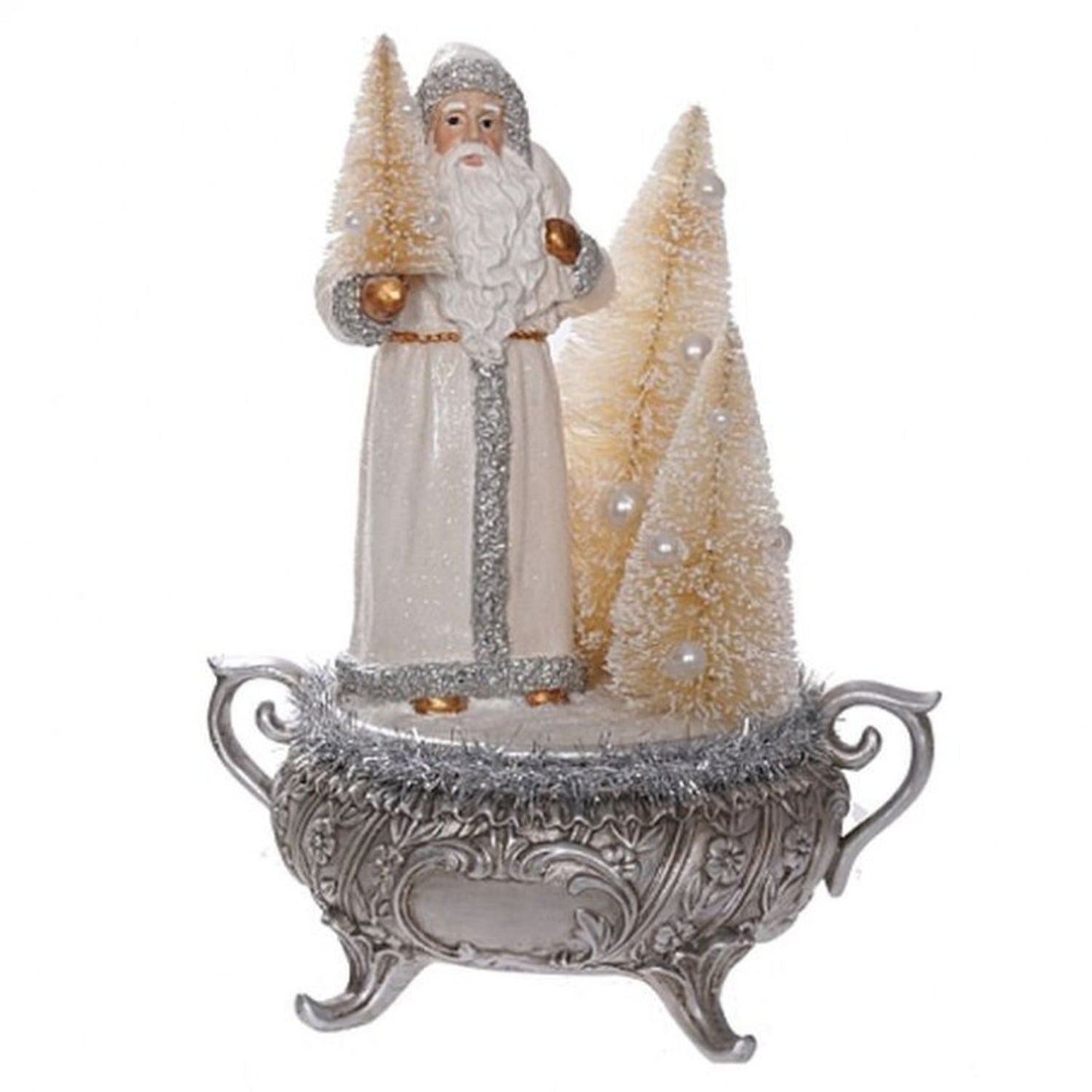 Regency International 10" Resin Santa On Urn With Bristle Tree