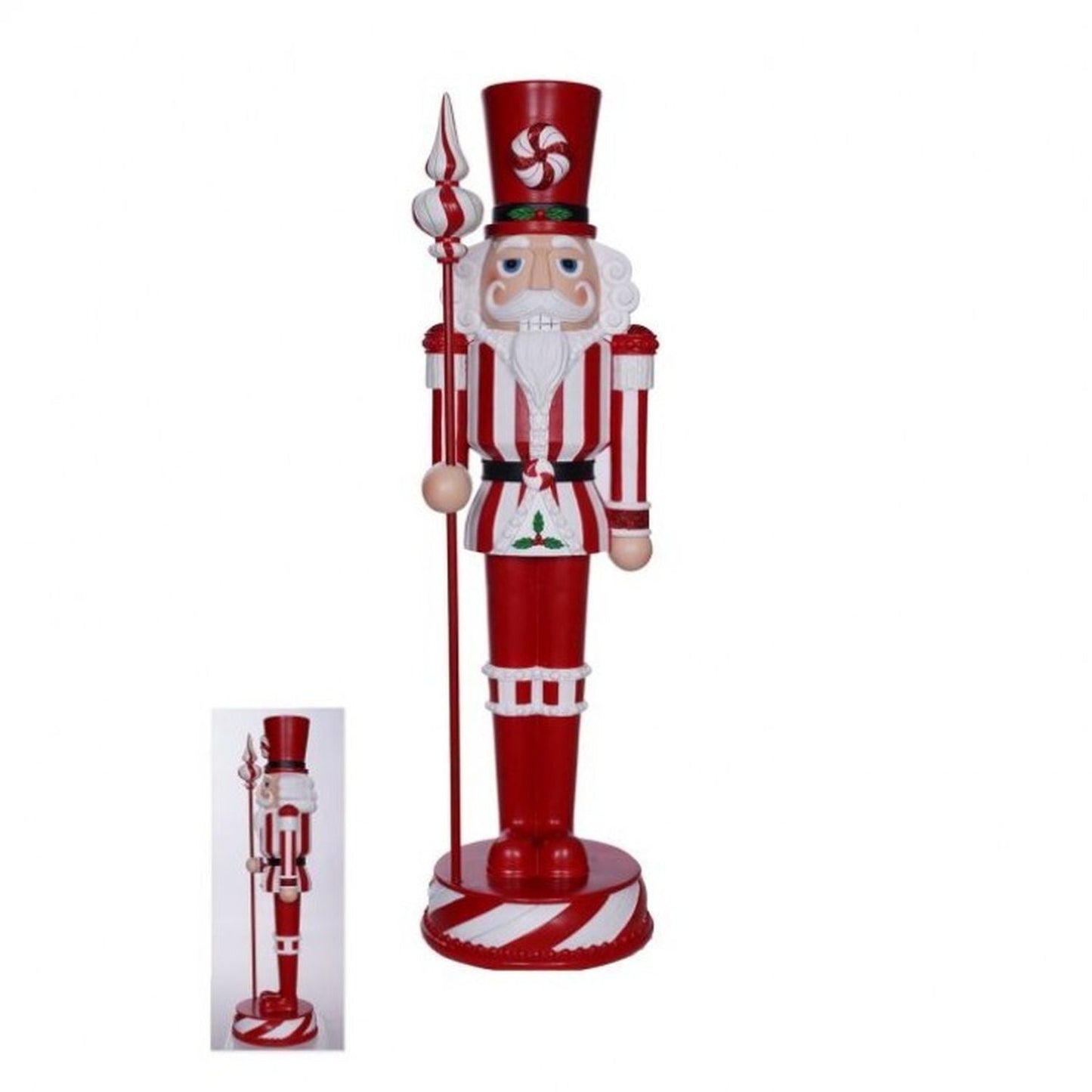 Christmas Carousel Collection 24" Resin Peppermint Nutcracker