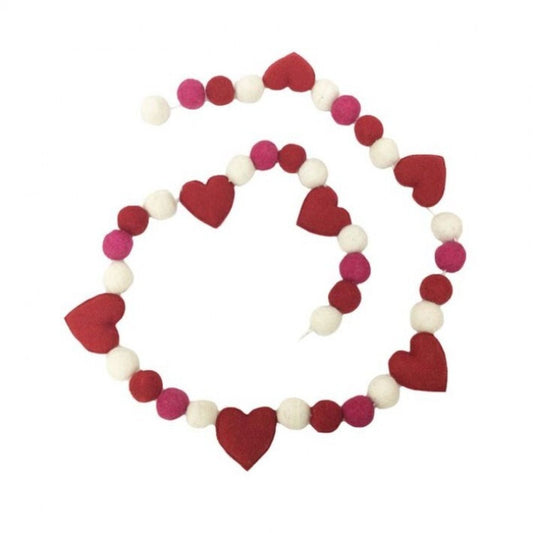 Regency International 60" Wool Heart/Pompom Garland