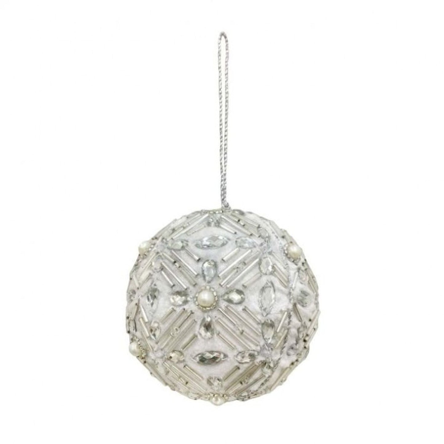 Regency International 3.5" Velvet With Crystal Bead Ball Ornament