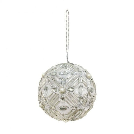 Regency International 3.5" Velvet With Crystal Bead Ball Ornament