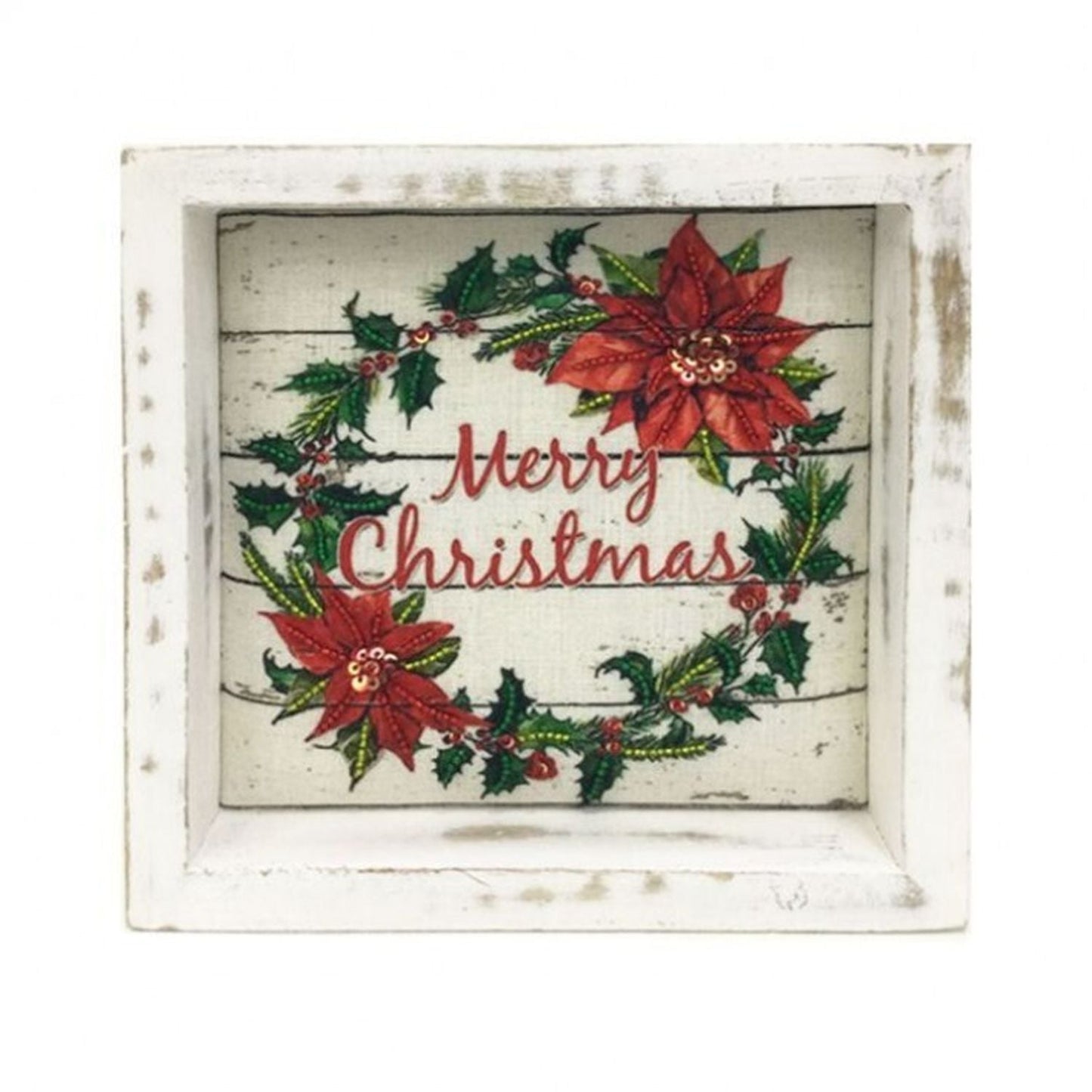 Regency International 7" MDF Embroidered "Merry Christmas" Shadow Box