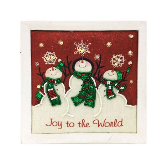 Regency International 7" MDF Embroidered Snowman Shadow Box