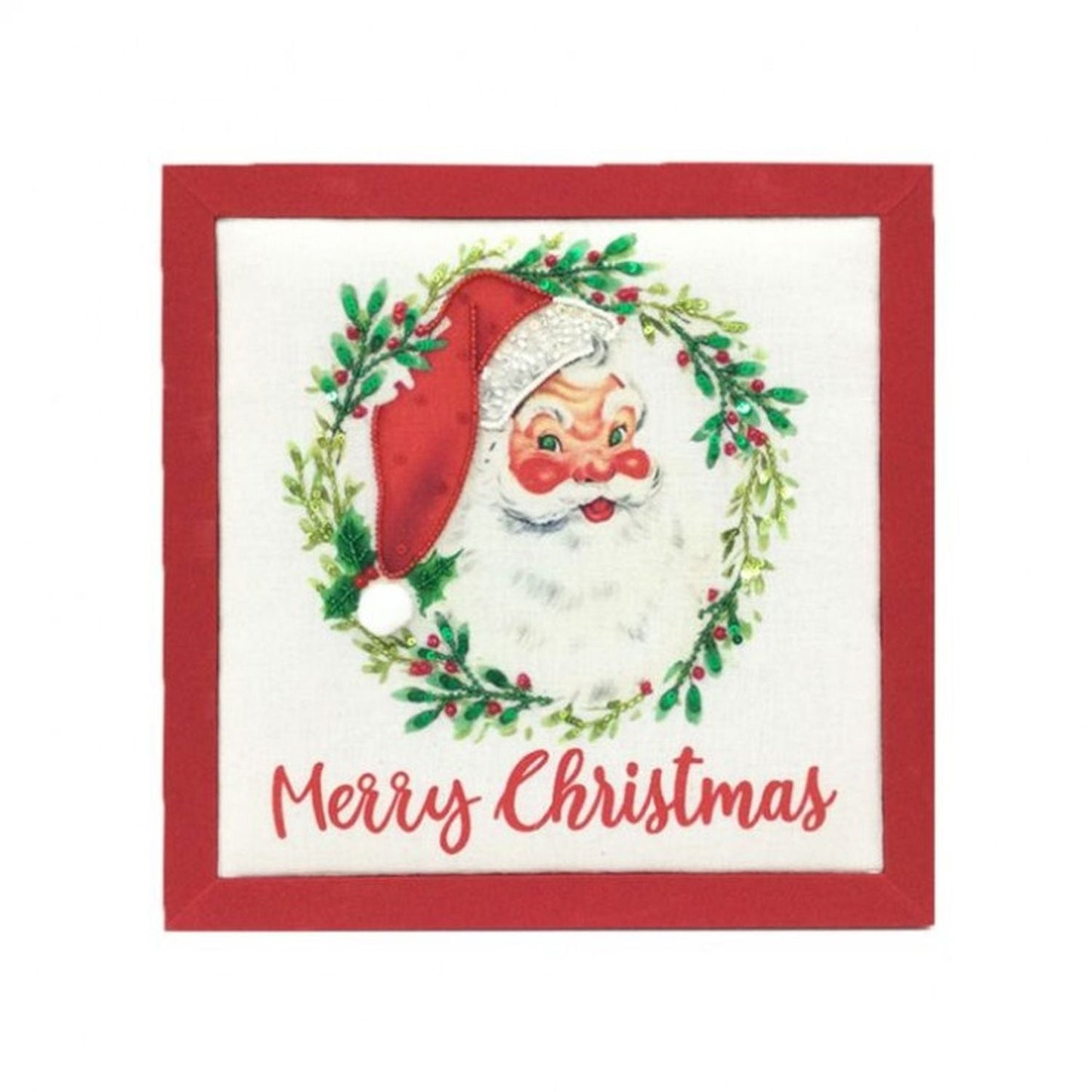 Regency International 12X12" MDF Embroidered Santa Wall Art