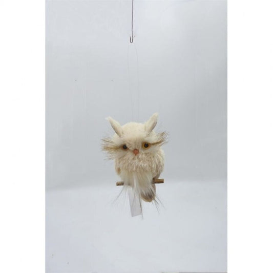 Regency International 10" Flat Natural Snow Owl Ornament