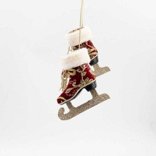 Regency International 7" Velvet W/Glitter Pair Of Skates Ornament