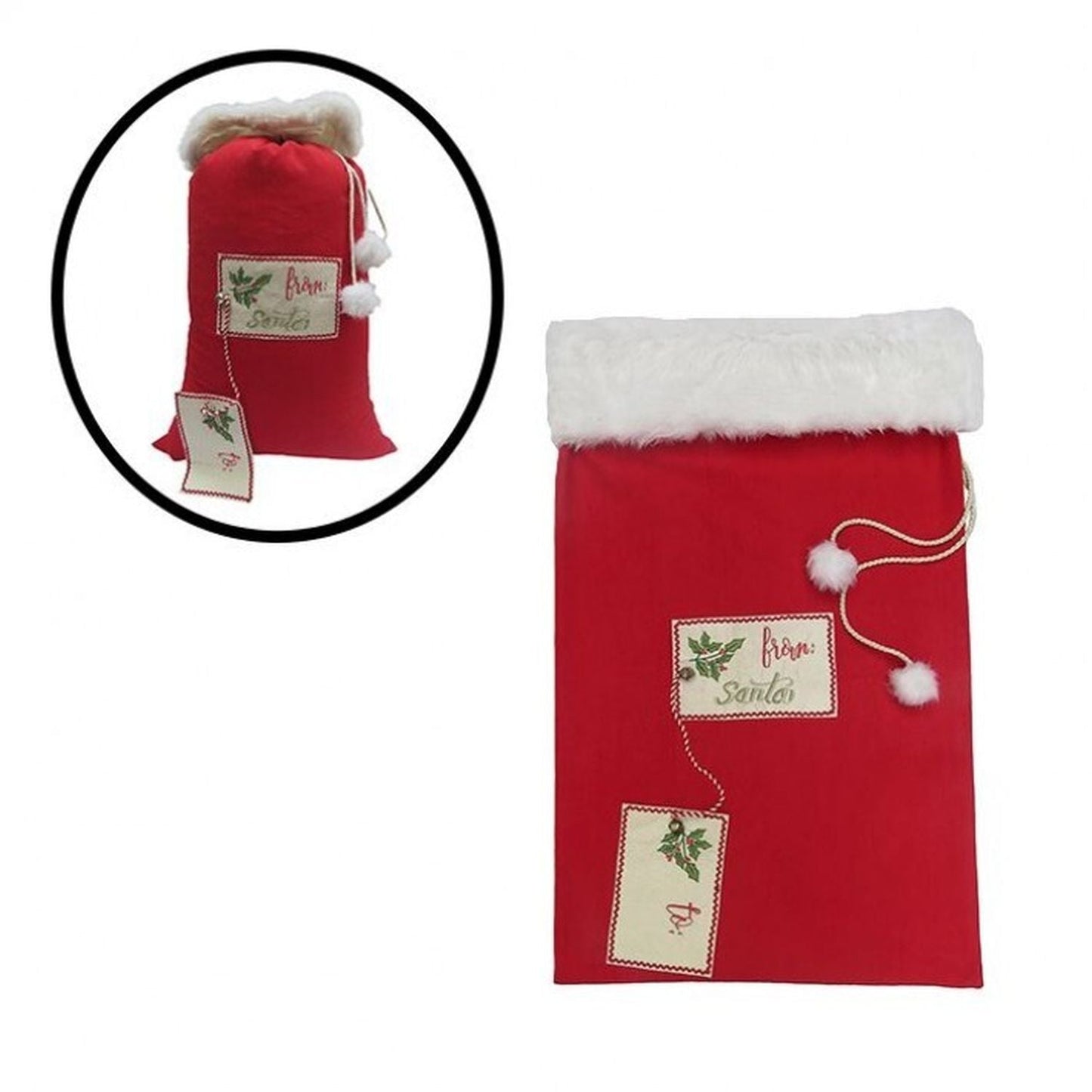 Regency International 34" Fabric W/Fur Santa Gift Sack