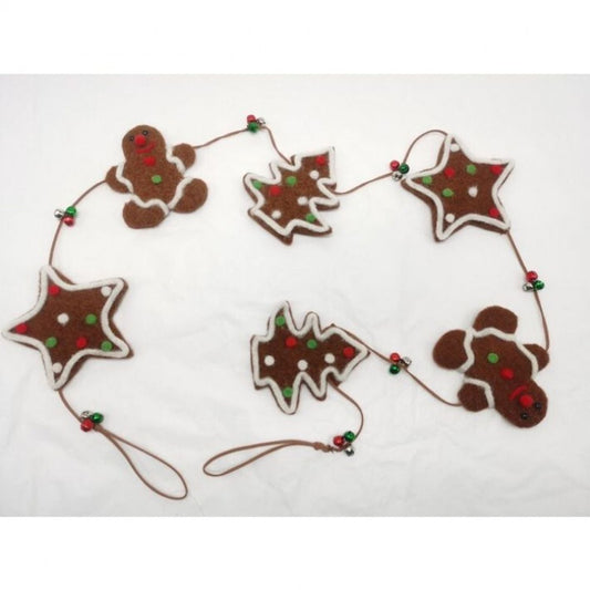 Regency International 60" Felt/Wool Gingerbread Garland W/Bells