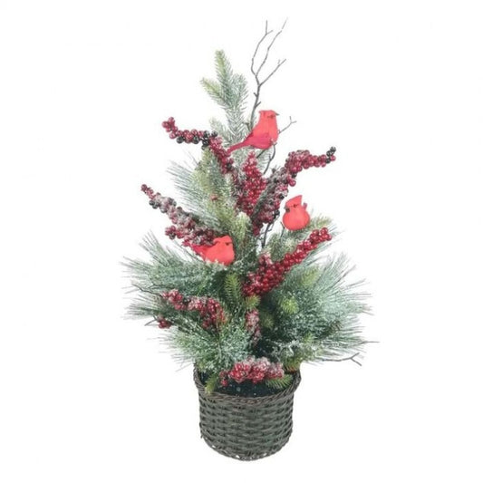 Regency International Snowy Berry Potted Tree With Cardinals