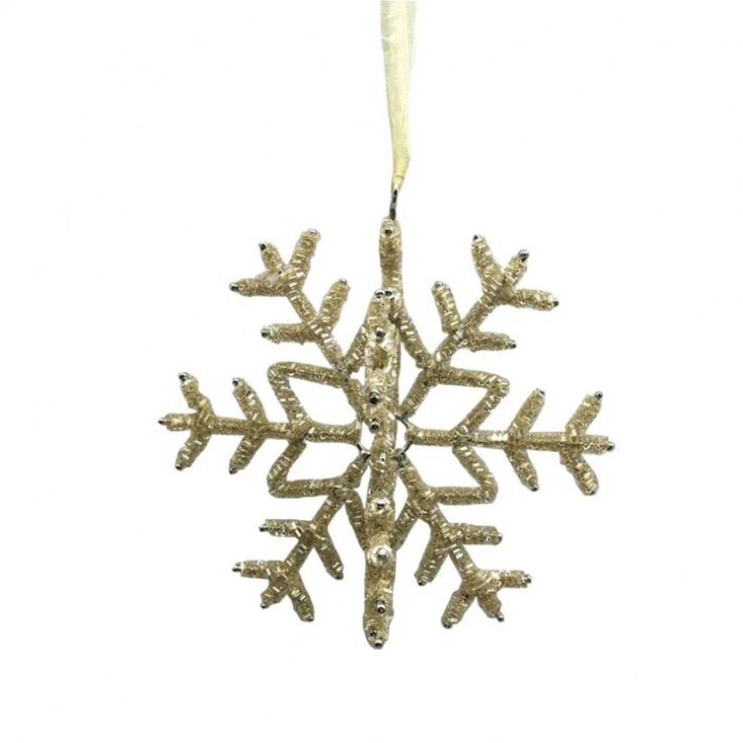 Regency International 6.5" Beaded 3D Open Snowflake Ornament