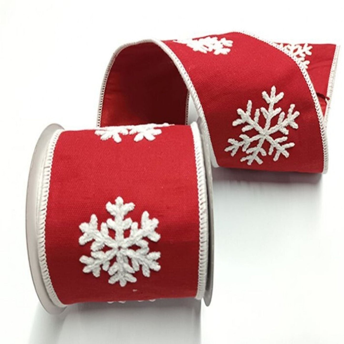 Regency International 4"X5Y Embrd Snowflake Canvas Ribbon