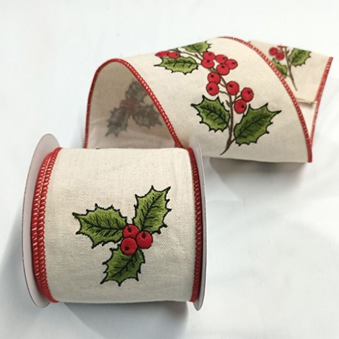 Regency International 4"X5Y Holly Embr  Cottonribbon