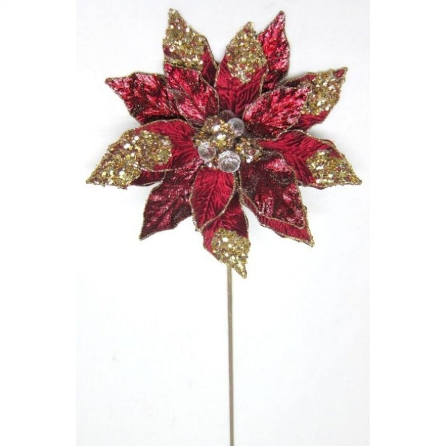 Regency International 24" Glitter Edged Jewel Poinsettia Stem