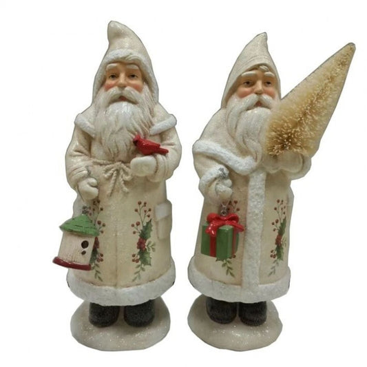 Regency 10"Prpulp Vntg Santa W/Etched Holly Bry, Set Of 2, Assortment