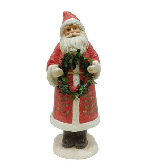 Regency International 10.5"Resin Santa W/Holly Wreath